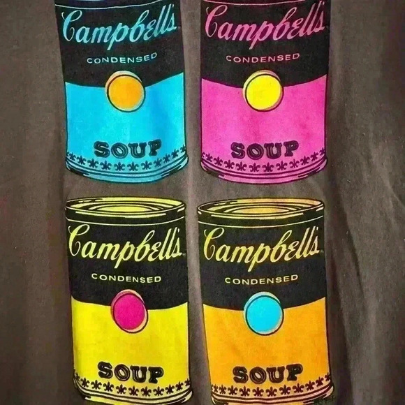 Women’s Andy Warhol Campbell’s Soup Colorful Short  Sleeve Graphic Tee. Sz: M. - Picture 2 of 7